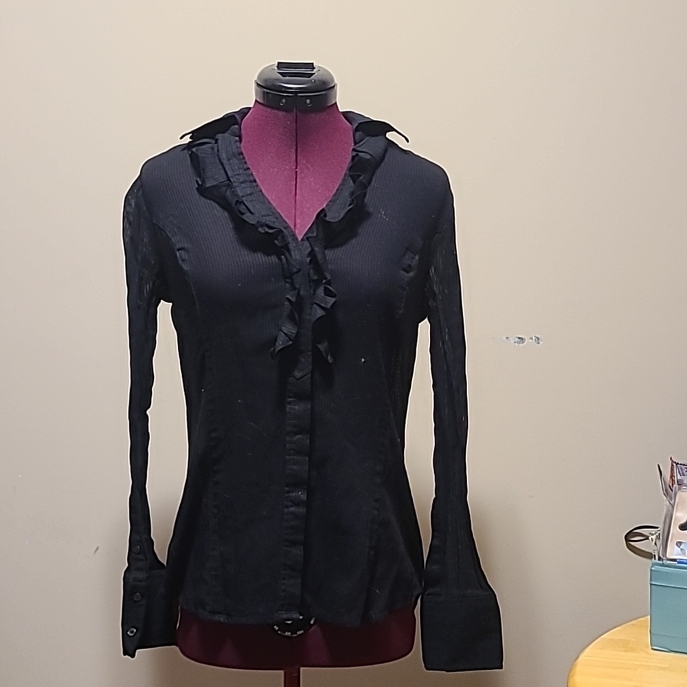 Elegant Black Ruffled Women's Top